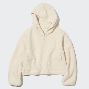 Uniqlo Windproof Outer Fleece Half-Zip Pullover Shirt Off White Size S NWT